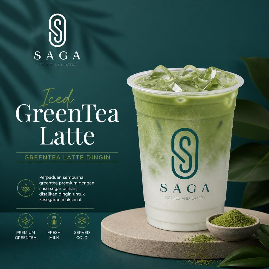 Iced GreenTea Latte menu Saga Coffee House